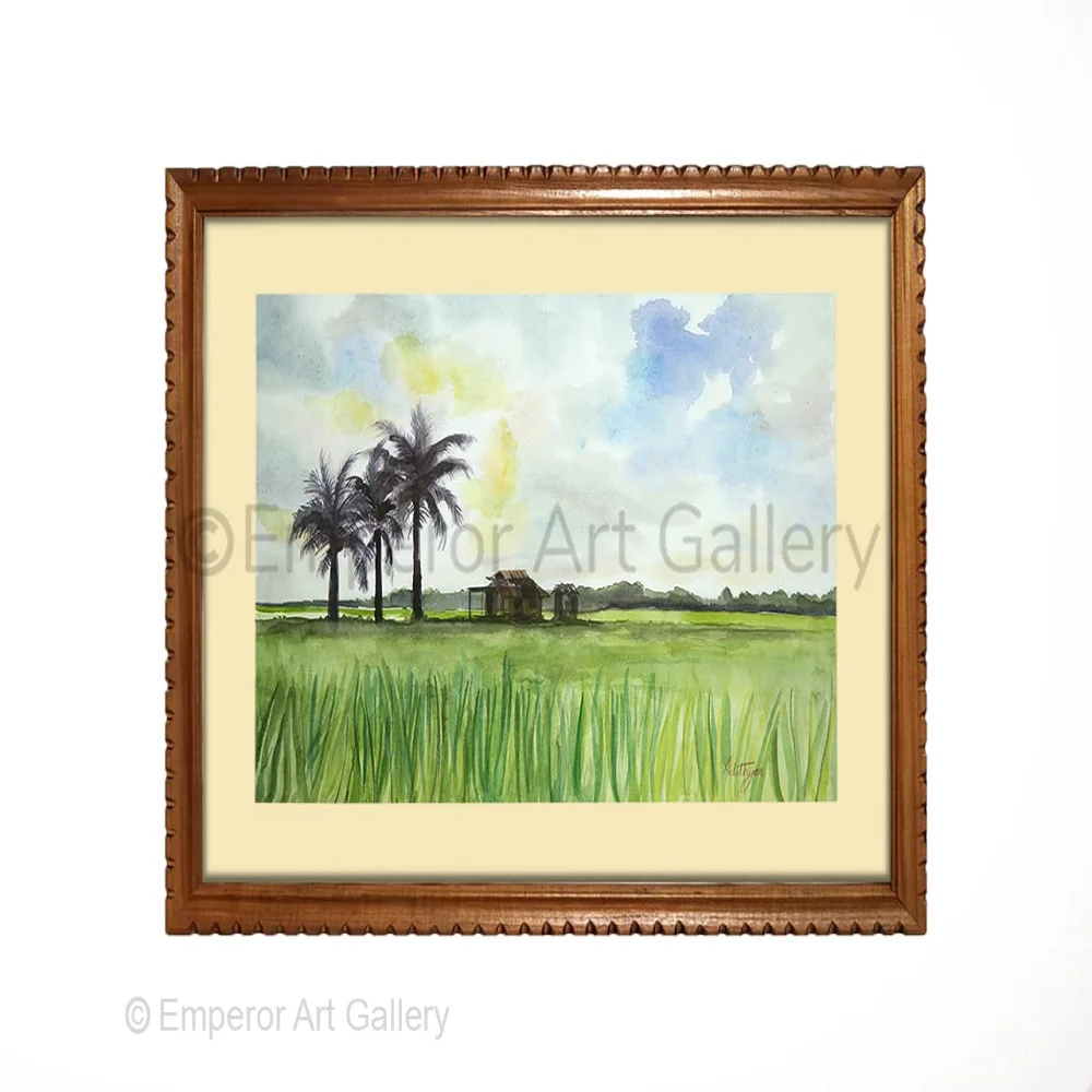 EMPEROR ART GALLERY, Original Handmade Water Painting With Teak Wood Frame For Wall(24.6x18.6) In