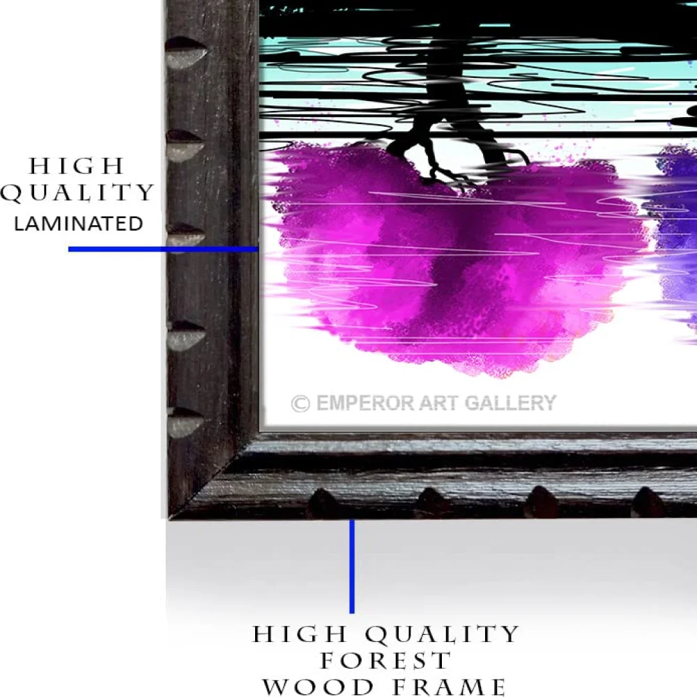 Mperor, Colorful Trees Laminated Digital print With Wood Frame(19x13.6) in