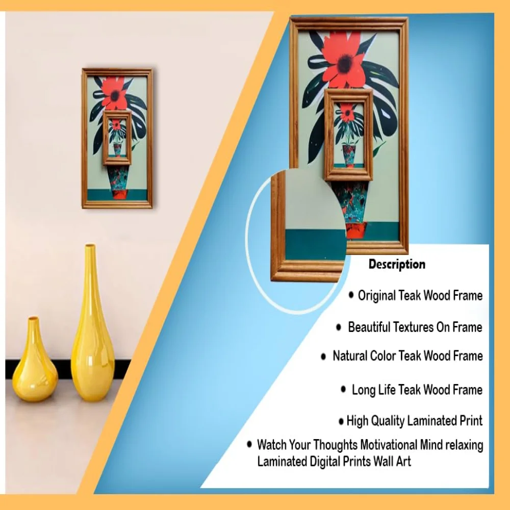 EMPEROR ART GALLERY®, Wall Deco Special Laminated Print With Teak Wooden Photo Frame size (12x9, 3.2x4) in