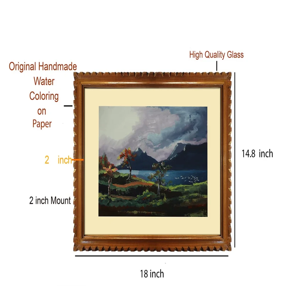 EMPEROR ART GALLERY, Original Handmade Water Painting With Teak Wood Frame For Living Room(14.8x18) In