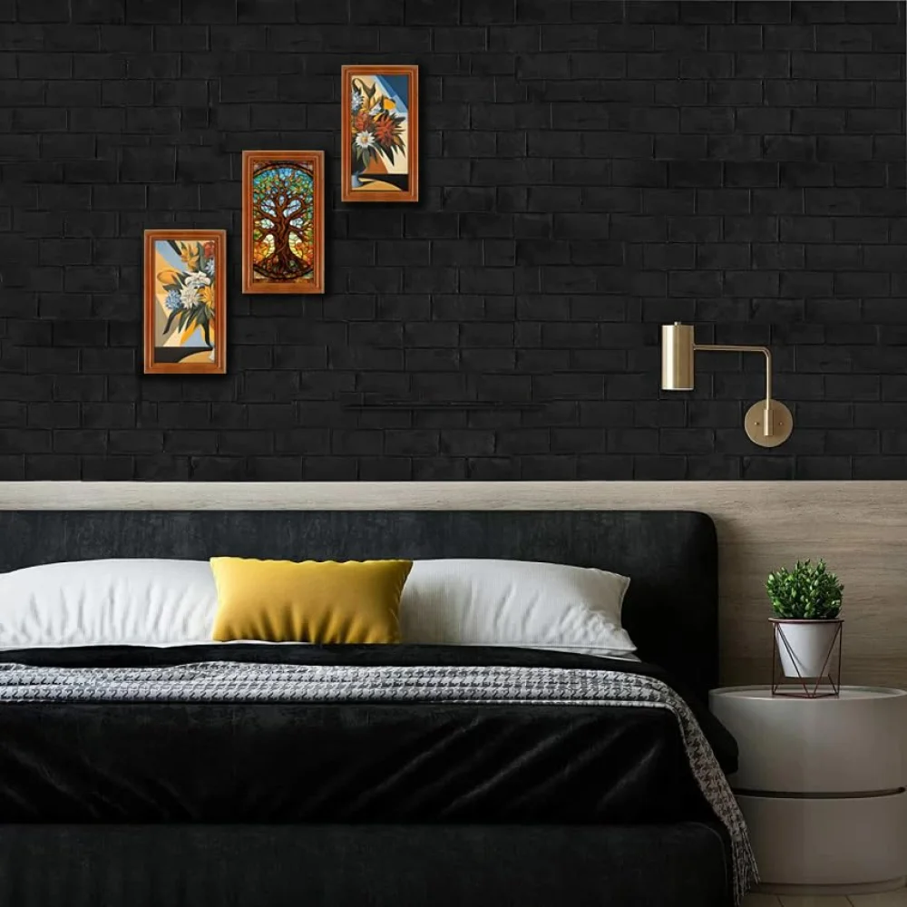 Abstract Art Flower Pot 3 Piece Painting Digital Reprint(13x7,13x7,13x7) inch