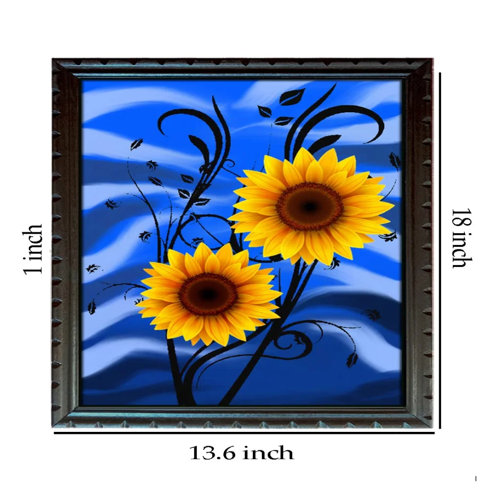 Digital Flower Art Print With original Designed Wood Frame Digital Reprint 18 inch x 13.6 inch Painting
