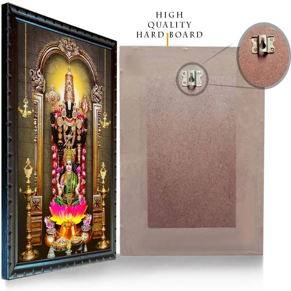 mperor God Venkateswara Swamy With Lakshmi Photo Frame # Wood Frame With Glass# Size(14 X 10.7) in Religious Frame