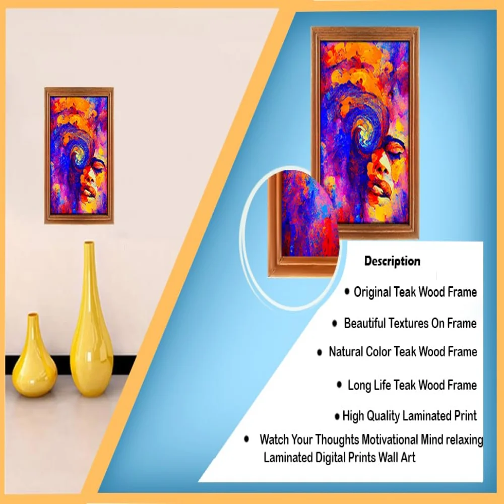 Wall Deco Special Laminated Print With Teak Wooden Photo Frame Digital Reprint (12.5 x 9) in