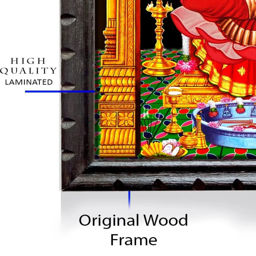 Mperor, Varahi Amman Devi Laminated Digital Print With Original Wooden Frame(13.6x17.6) in