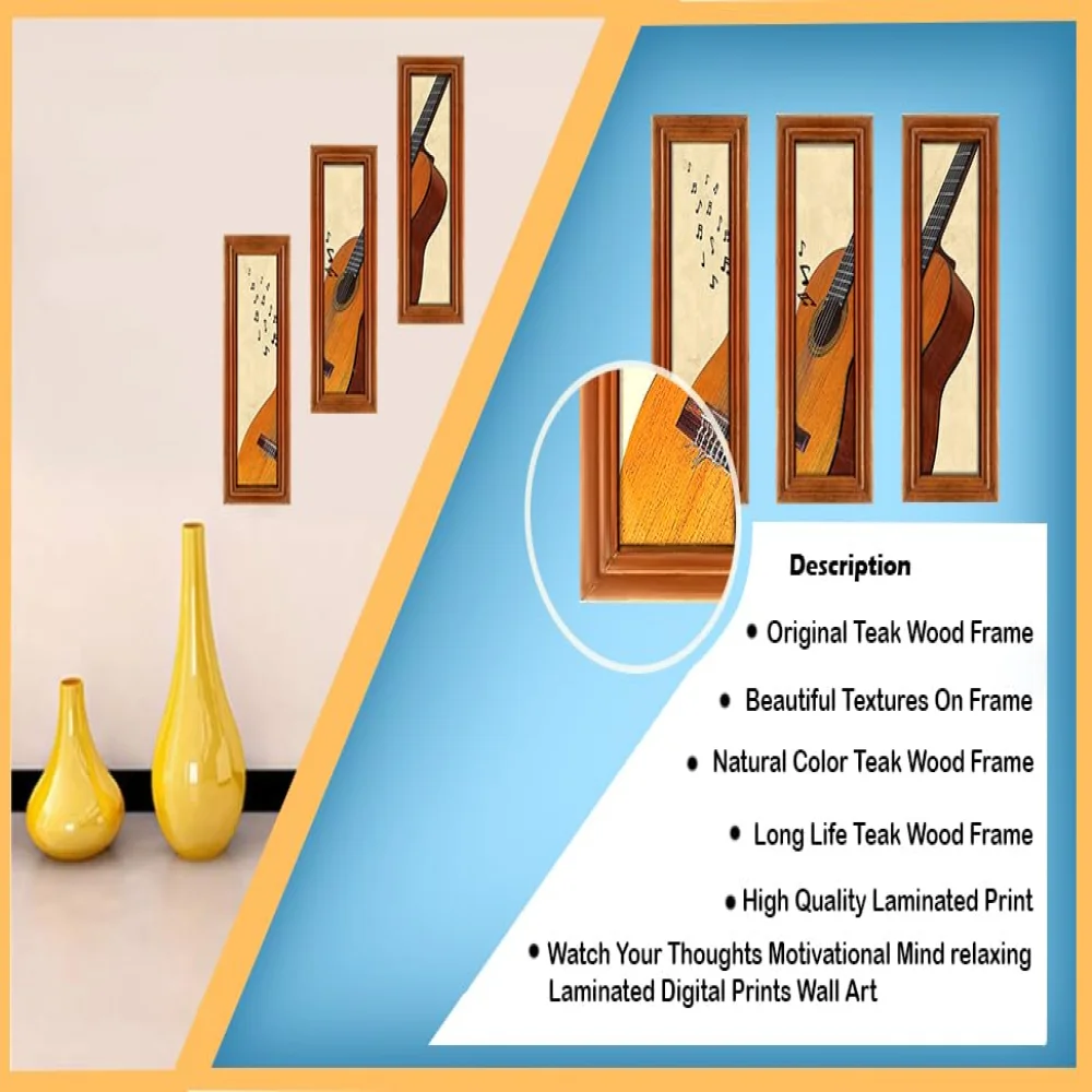 Mperor, Laminated Digital RePrint With Original Teak Wood Frame Wall Art(18.5x5) inch