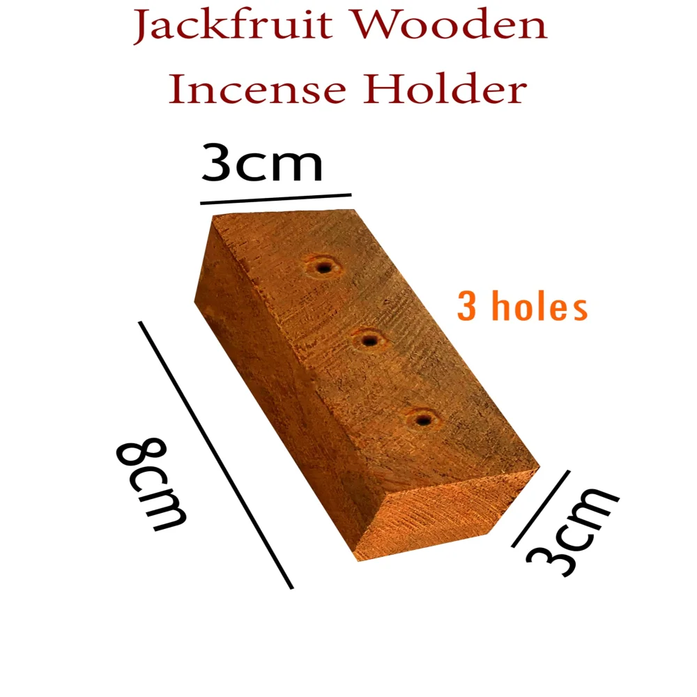 Emperor Art Gallery, Jackfruit Wooden Incense Stick Holder, 3 Holes, 8 x 3 x 3 cm