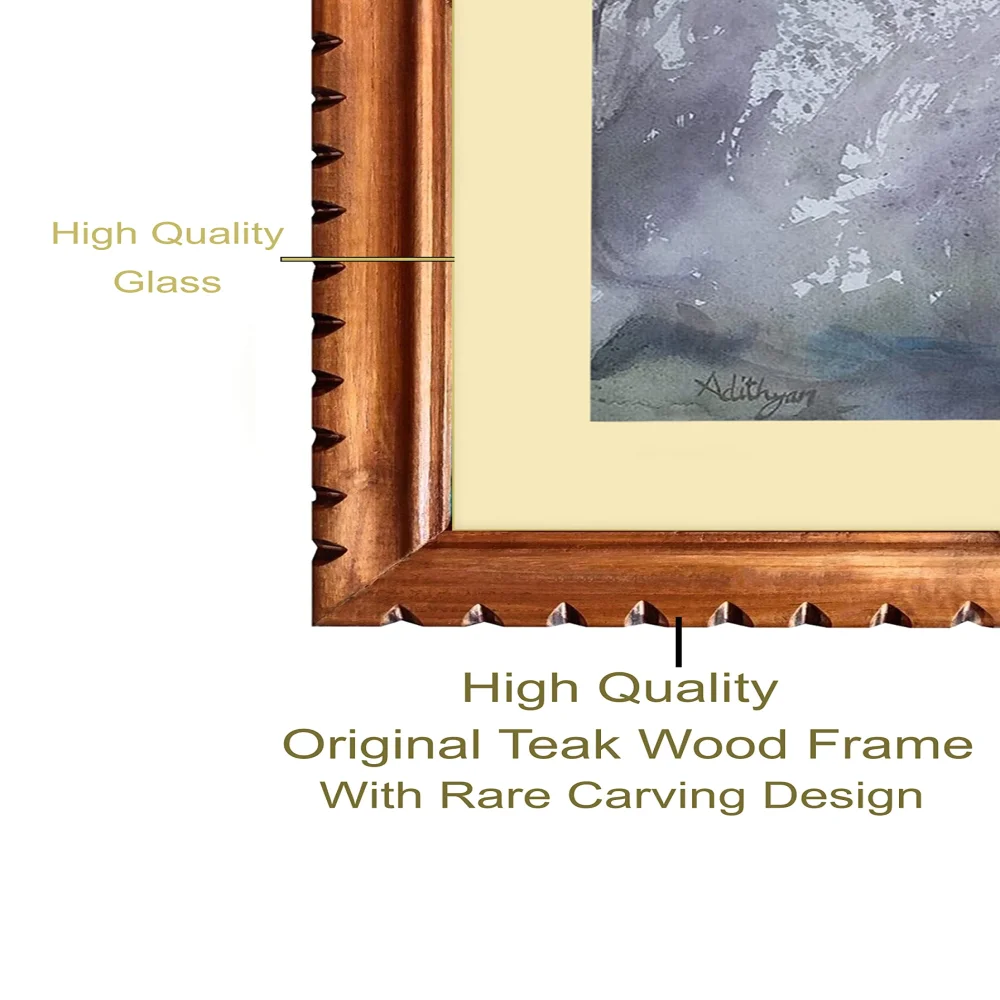 EMPEROR ART GALLERY, Original Handmade Water Painting With Teak Wood Frame For Wall(29.4x22) In