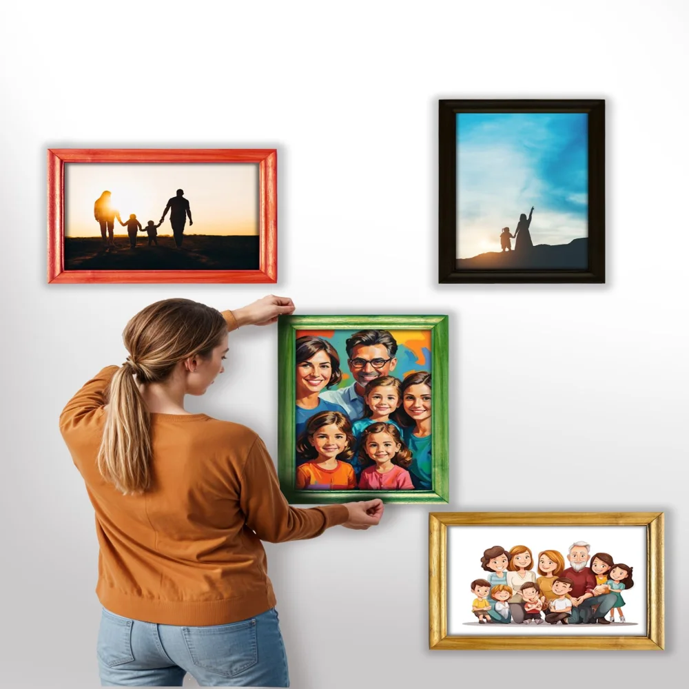 EMPEROR ART GALLERY®,Premium Wooden Picture Frame, 12 x 18 inches, 4 Colours, with Hardboard Back and 2 Hooks