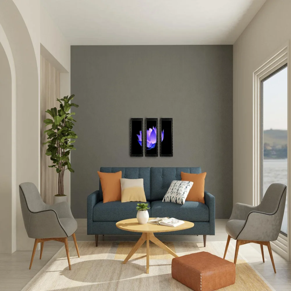 Mperor Flower Digital Re Print With Original Carving Designed Wood Frame Size(7.6x18) inch