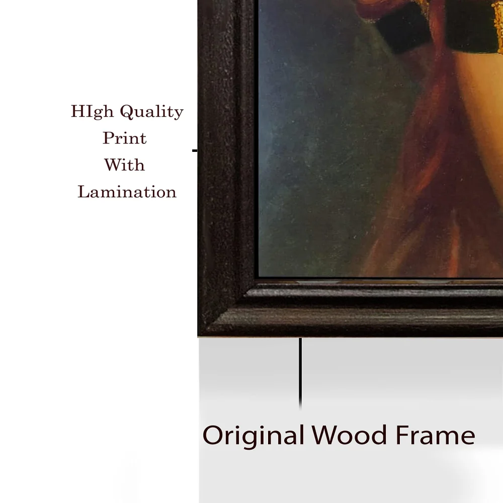 'A Lady Holding Fruit'' Digital Reprint With Lamination And Wood Frame, Size(13.2 x19 Inch)