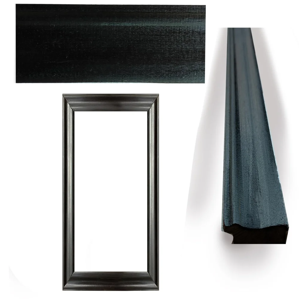 EMPEROR ART GALLERY®Premium Professional Black Wooden Picture Frame Moulding, 2 x 52 Inch, Custom DIY Framing Sticks for Artwork, Gallery-Grade