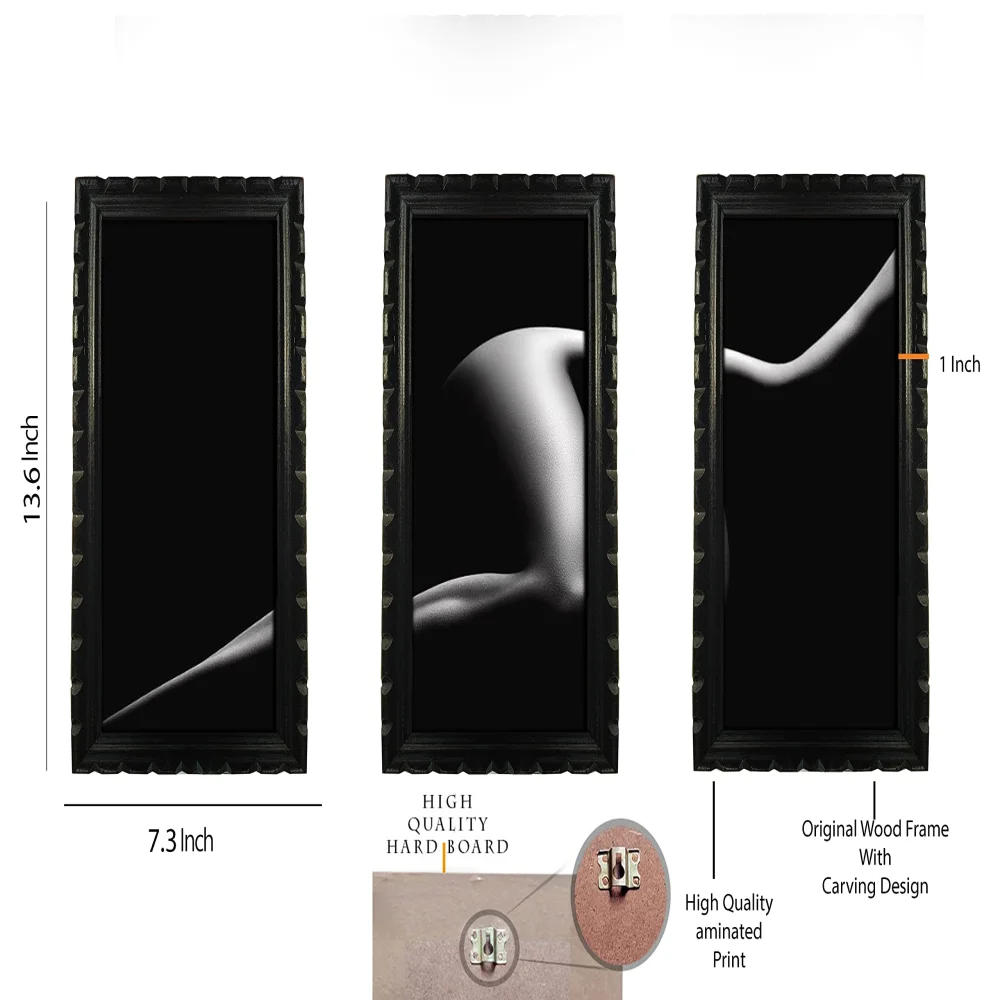 Mperor, Digital Re Print With Wood Frame With Carving Designed (7.3x13.6) In Peace Of 3