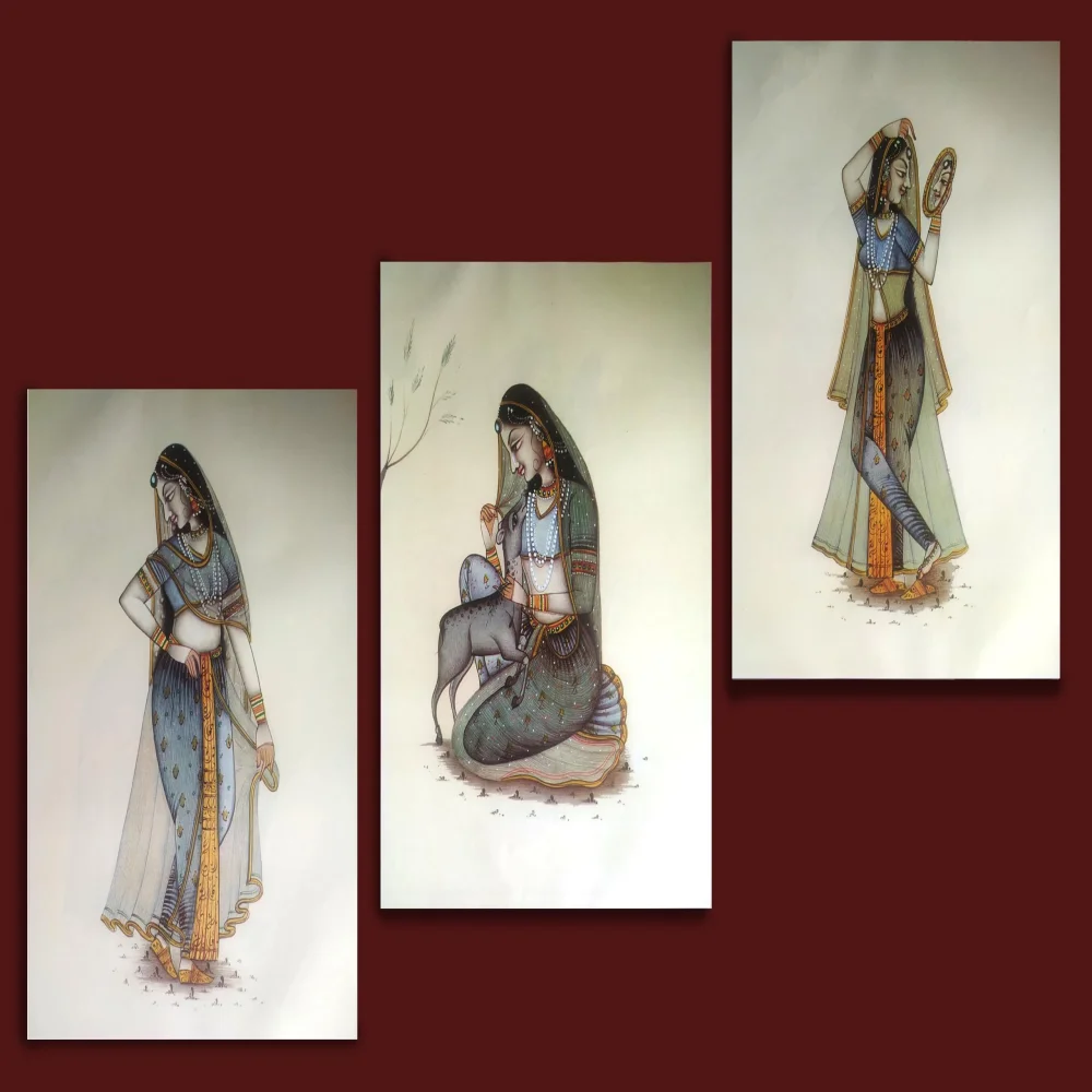 Folk Art Laminated digital RePrint With Hardboard Fine Art Print Fine Art Print (10 inch X 7.5 inch)