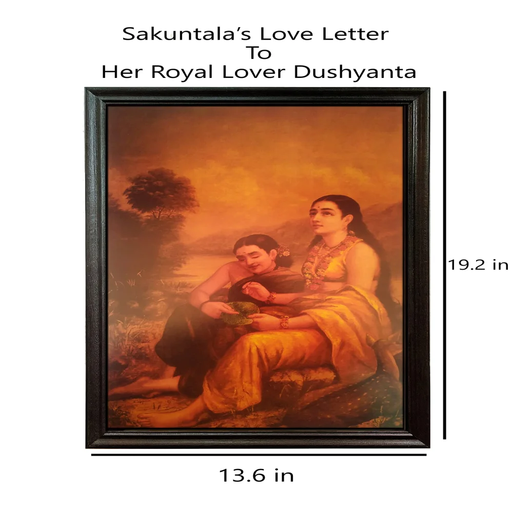 'Sakuntala’s Love Letter To Her Royal Lover Dushyanta'' Digital Reprint With Lamination And Wood Frame, Size(13.6 x19.2 Inch)
