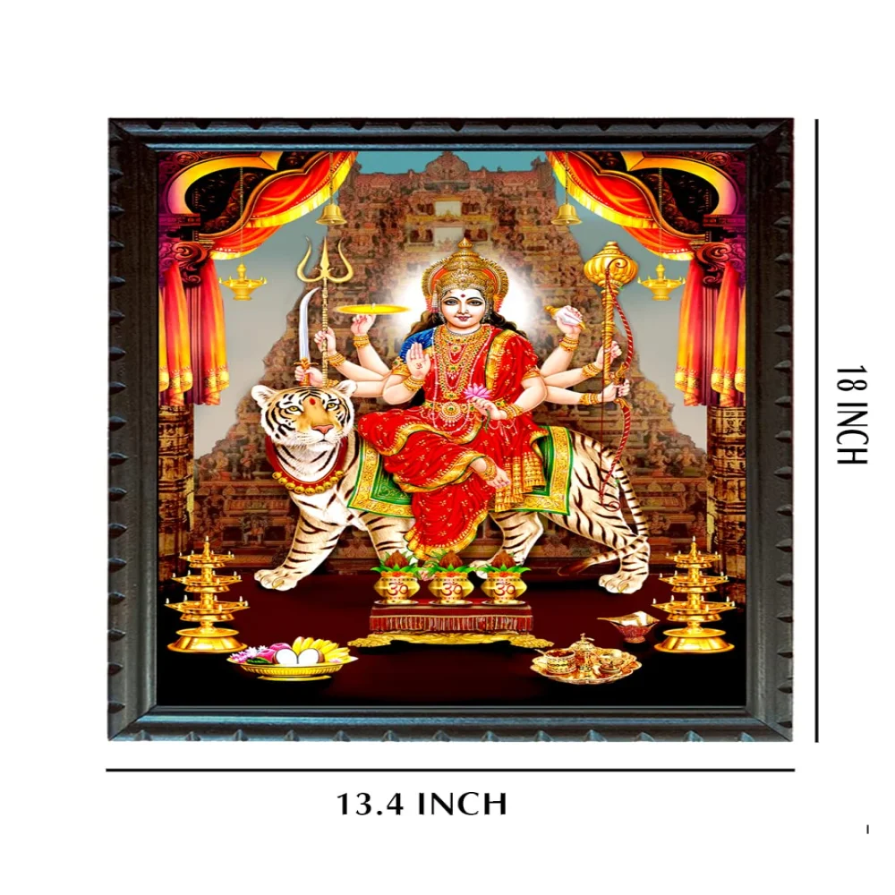 Durga Maa Digital Reprint With Wood Frame (14 X 10) inch Religious Frame Religious Frame