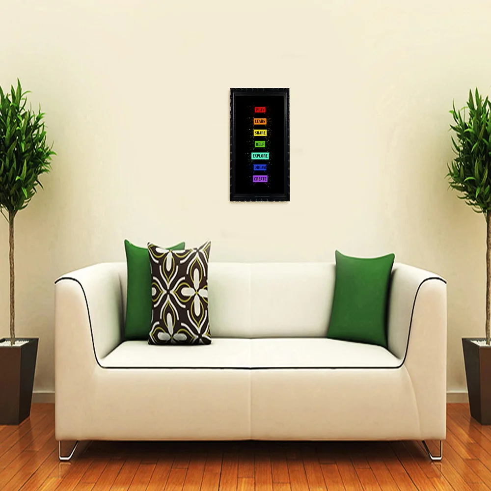 Mperor, Watch Your Thoughts Motivational Classroom Poster Modern Laminated Digital Prints Wall Art Paintings Ready to Hang for Office Living Room Home Decorations and Wood Framed (13.6x19) in