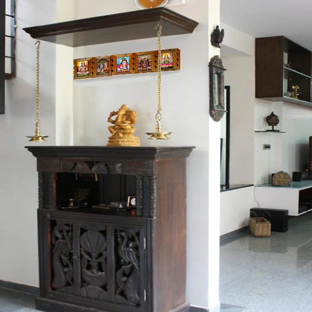 Lord Shiva Parvati,Lord Venkateswara Swami,Lord Krishna,Lord Lakshmi, Lord Hanuman, WithTeak Wood Frame