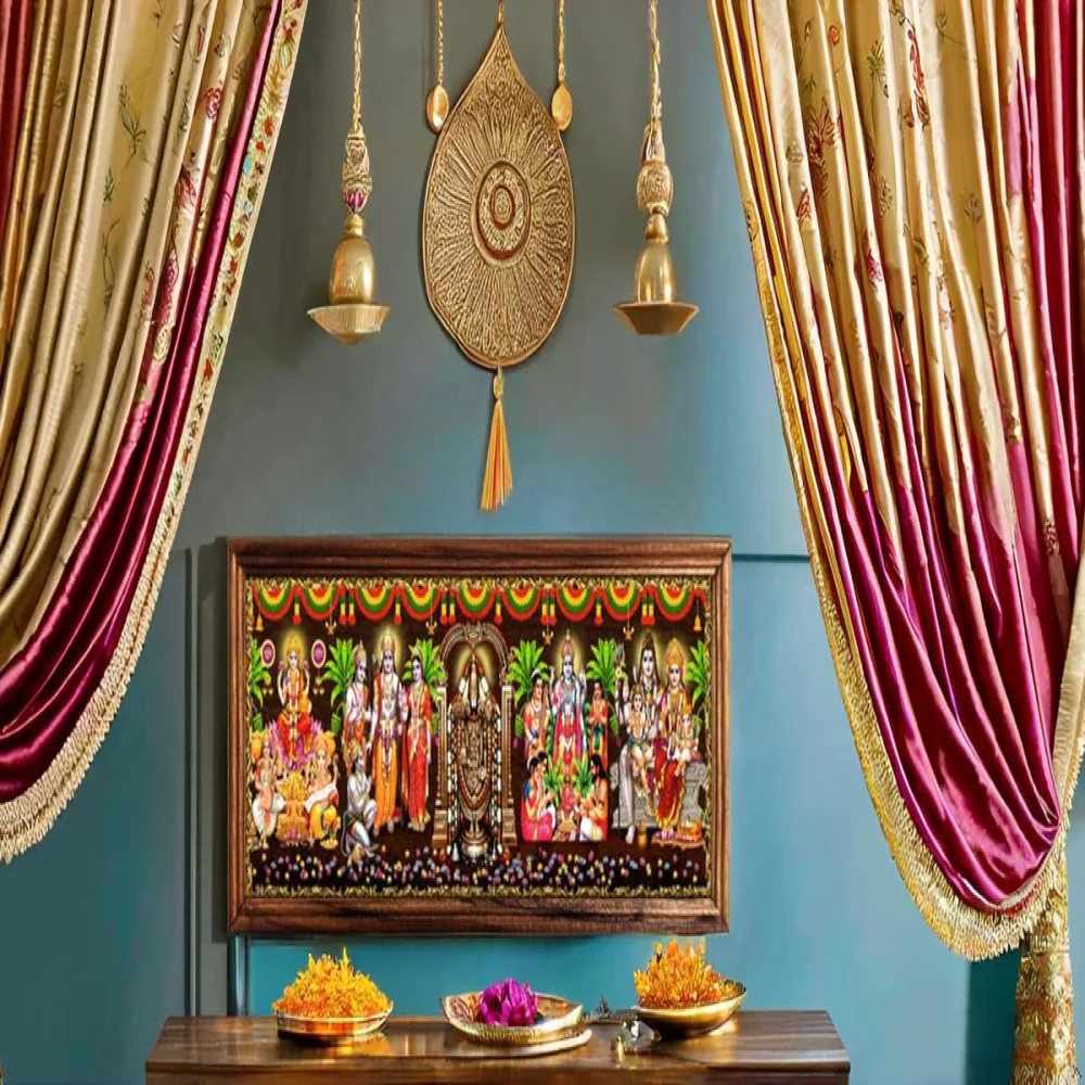 EMPEROR ART GALLERY 5god and goddess Digital Print with Teak Wooden Frame(7.2 inch X 17.2 inch) Religious Frame