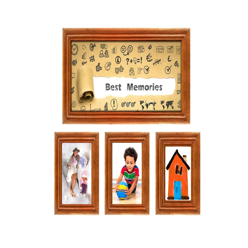 Mperor, Best Memories Laminated Digital Print With Teak wood Frame wall hanging (9.3x4.6) in