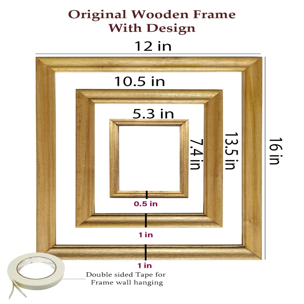 EMPEROR ART GALLERY Wall Deco Frame, 16x12,13.5x10.5,7.4x5.3 inches, Frameless, Set of 3