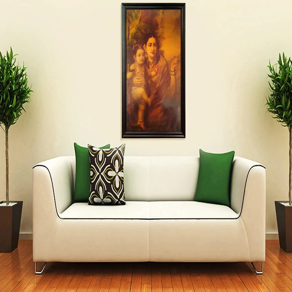 Mperor, ''Krishna Yashoda'' Laminated Digital Re-Print With Wood Frame(28x18) in