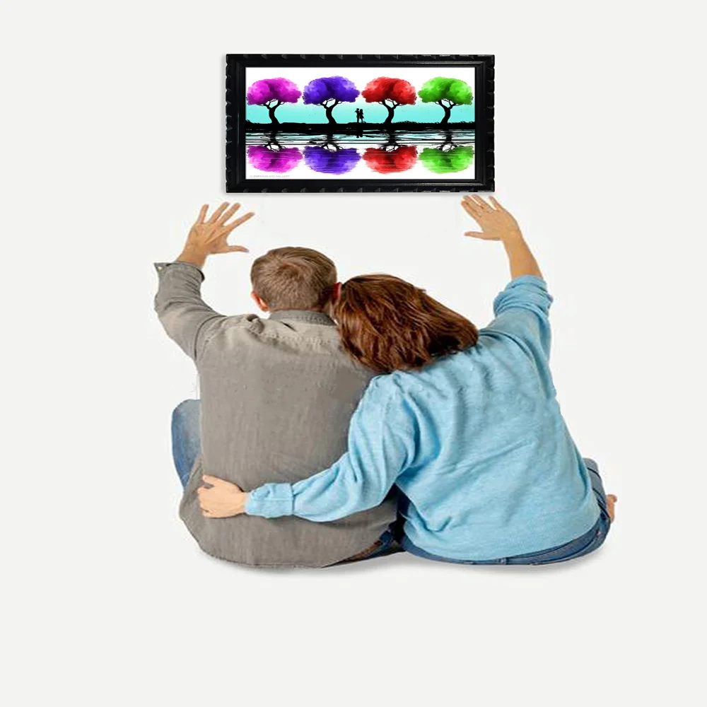 Mperor, Colorful Trees Laminated Digital print With Wood Frame(19x13.6) in