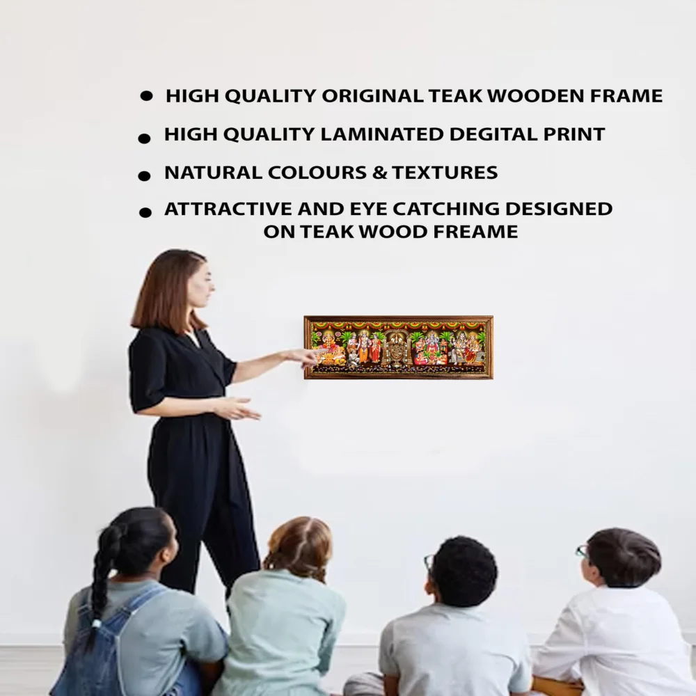 EMPEROR ART GALLERY 5god and goddess Digital Print with Teak Wooden Frame(7.2 inch X 17.2 inch) Religious Frame