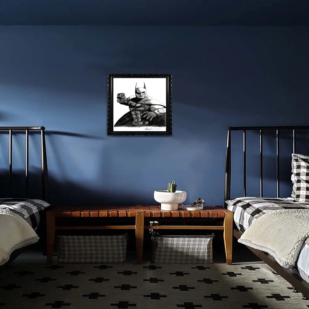 Mperor, ''Batman'' Laminated Digital print With Wood Frame For Wall (19x13.6) in