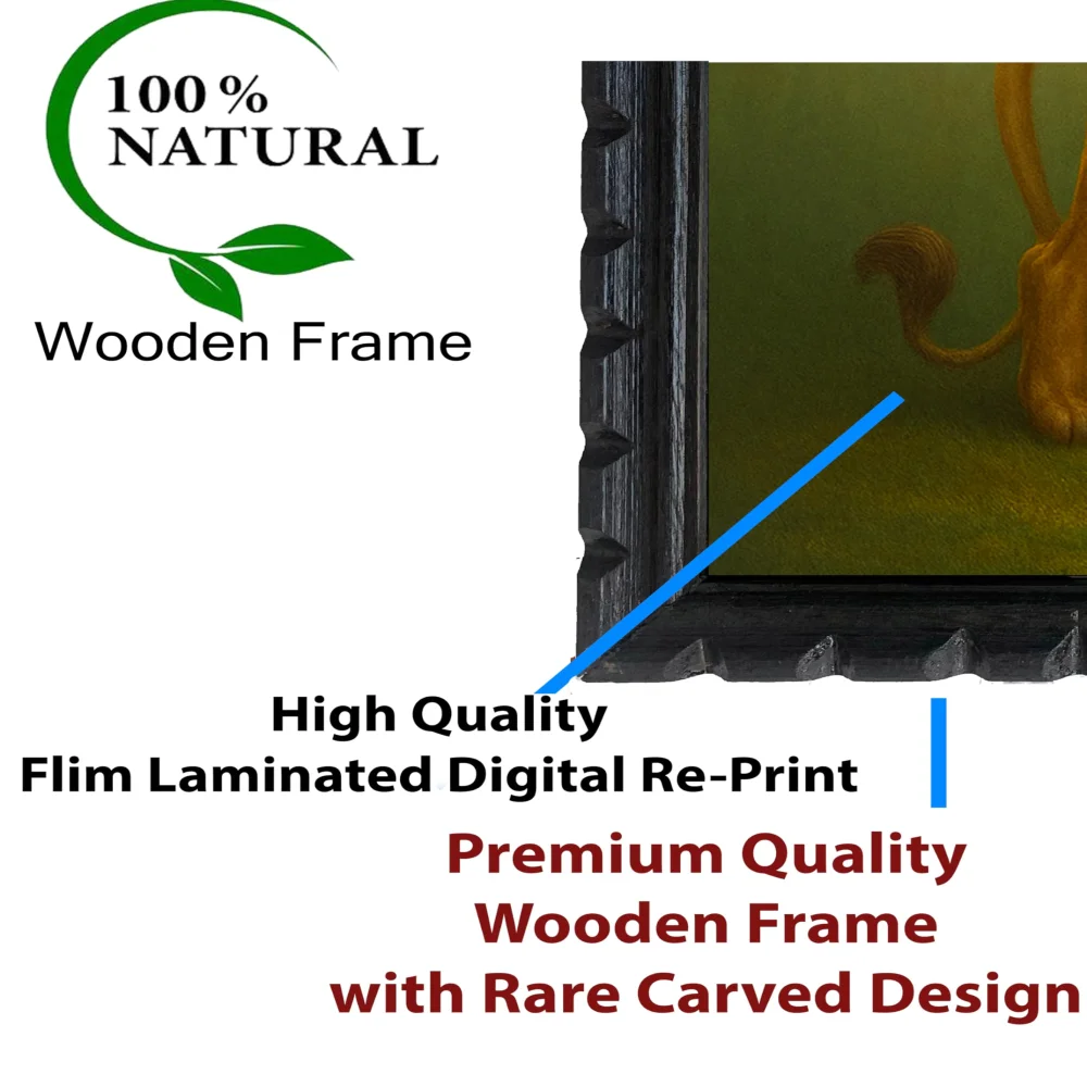 EMPEROR ART GALLERY®,Bharat Mata Wooden Photo Frame, 14x20 inch, Rare Carved Design, Film Laminated Digital Print