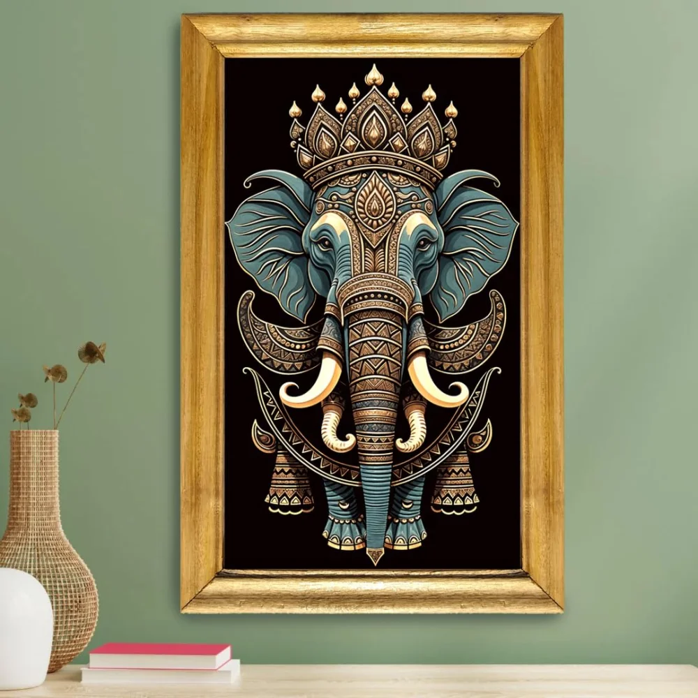 Celtic Elephant Wall Art, 30.5 cm x 50.8 cm, Wooden Frame, Laminated Digital Print