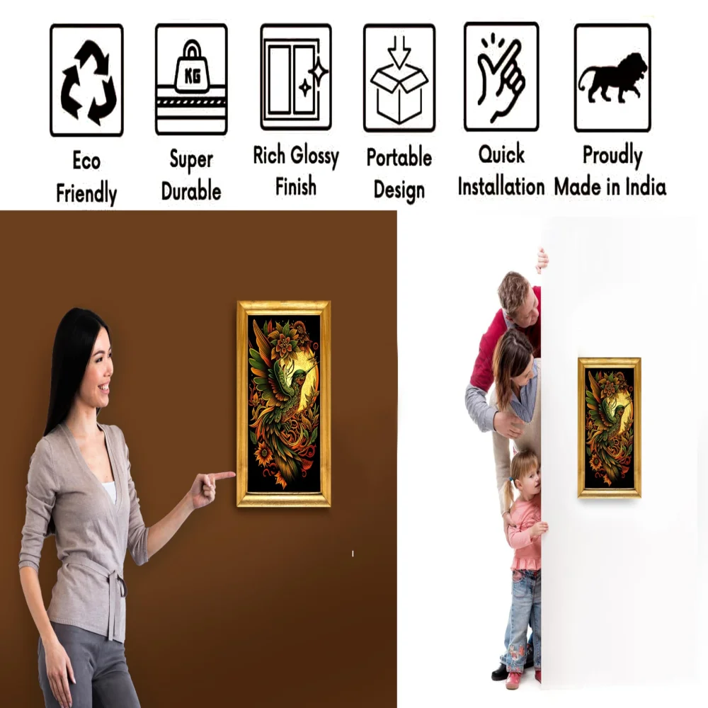 EMPEROR ART GALLERY, Celtic Bird Wall Art, 28.7 x 48.3 cm, Laminated Digital Print, Wooden Frame