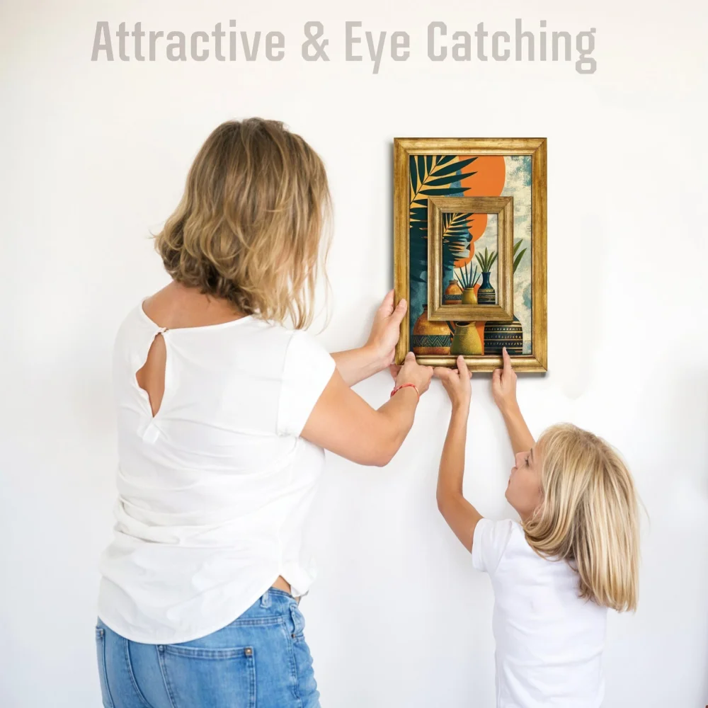 EMPEROR ART GALLERY® ,Modern Art Wall Frame with Natural Wooden Frame, 33 cm x 51 cm, Film Laminated Digital Print, Double Frame Design