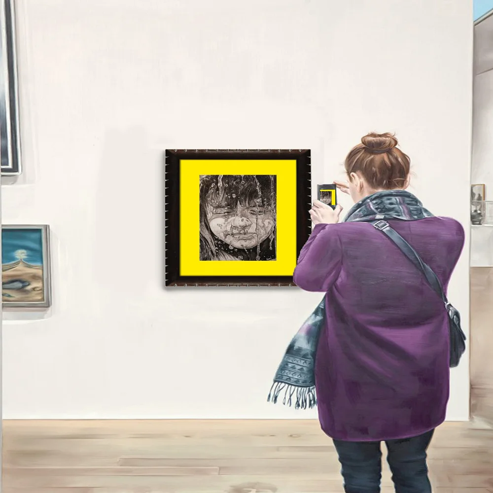 EMPEROR ART GALLERYThe Water Drops Original Handmade Pancil Drawing With Rose Wood Frame (18x14) in