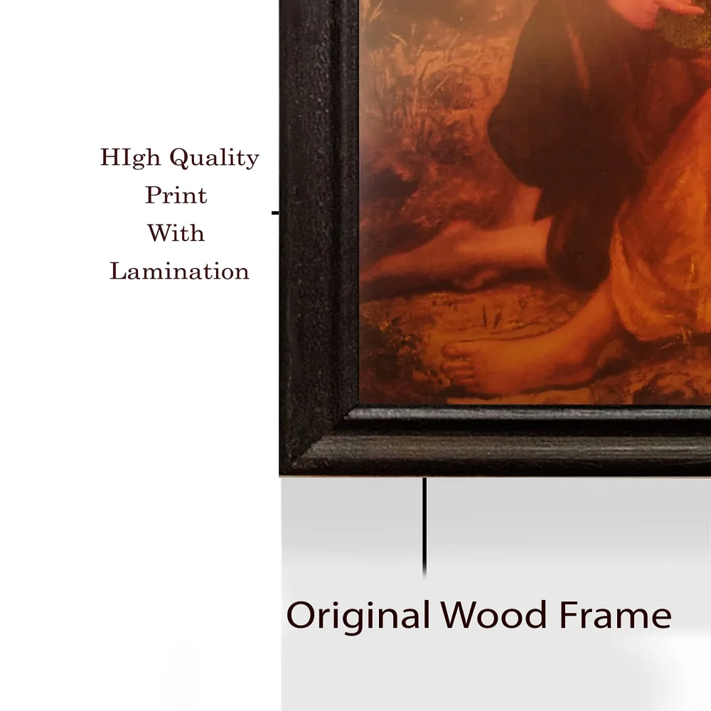 'Sakuntala’s Love Letter To Her Royal Lover Dushyanta'' Digital Reprint With Lamination And Wood Frame, Size(13.6 x19.2 Inch)