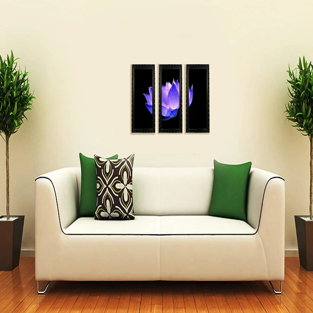 Mperor Flower Digital Re Print With Original Carving Designed Wood Frame Size(7.6x18) inch