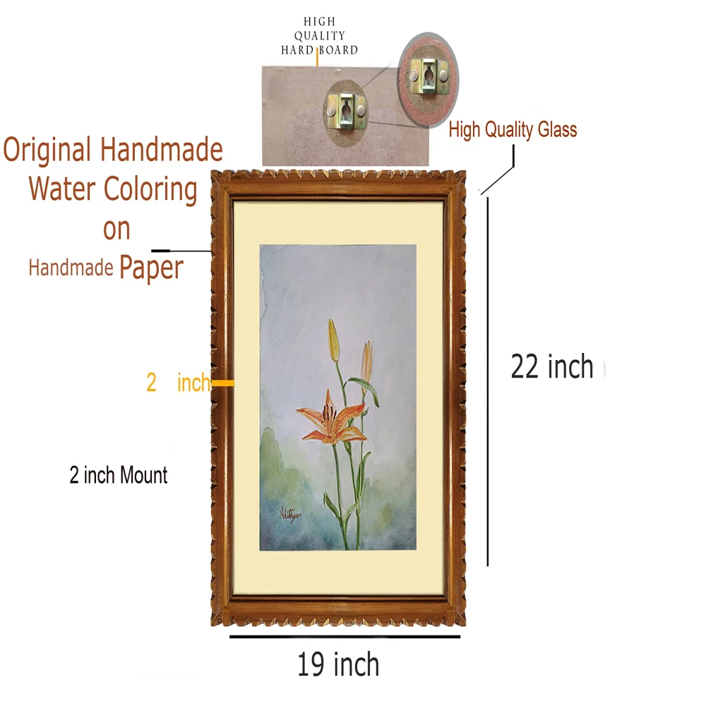 EMPEROR ART GALLERY, Original Handmade Water Painting With Teak Wood Frame For Wall (19x22) In