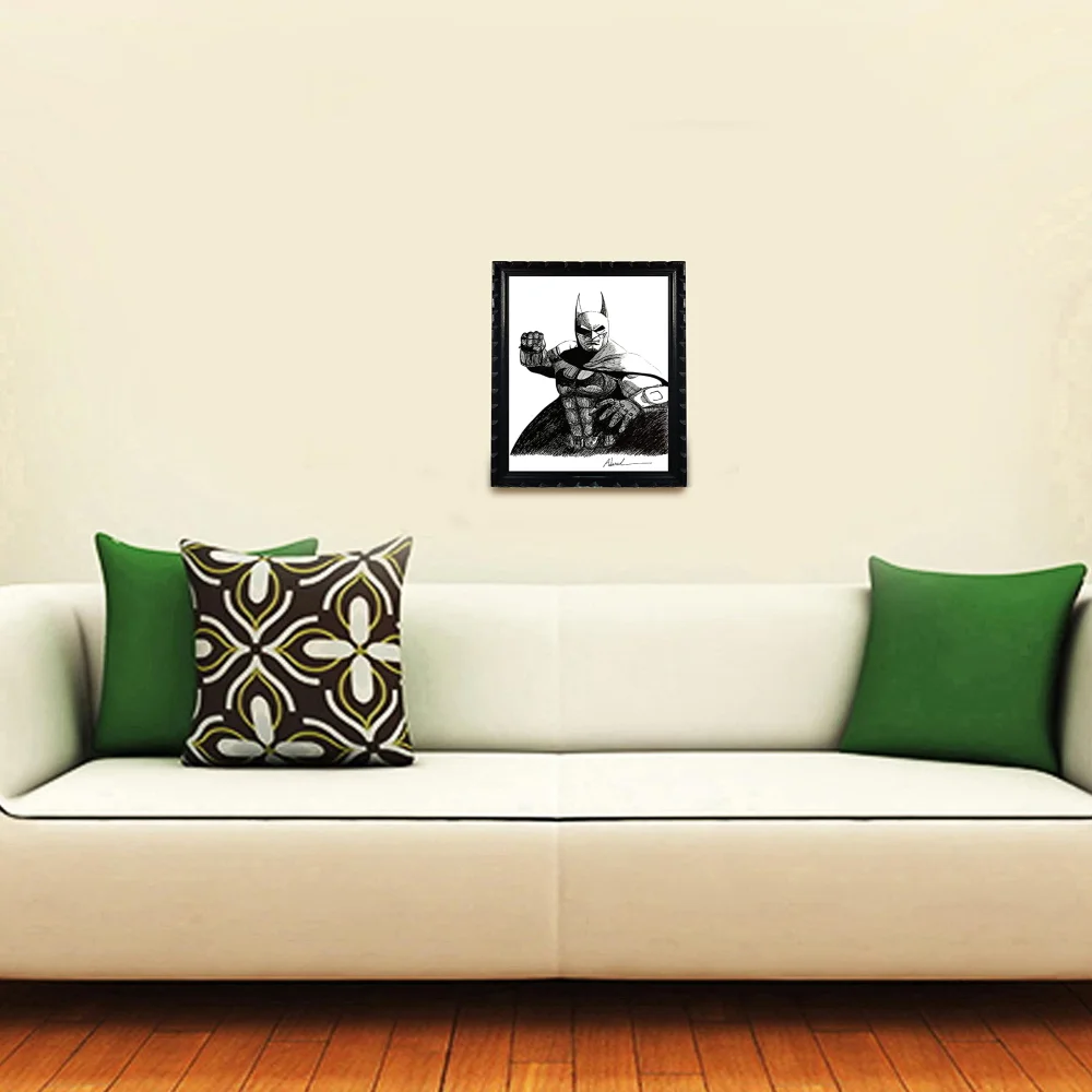 Mperor, ''Batman'' Laminated Digital print With Wood Frame For Wall (19x13.6) in