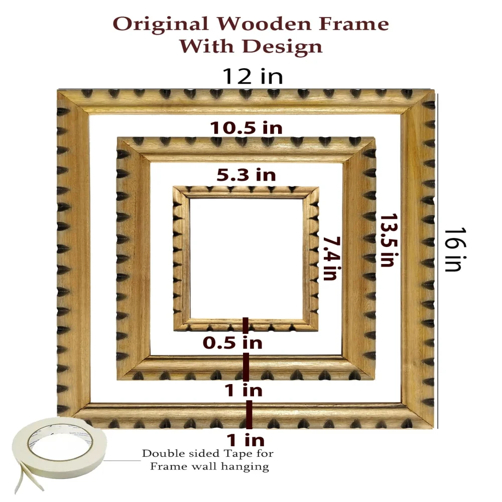 EMPEROR ART GALLERY Wall Deco Wooden Frame, 16x12,13.5x10.5,7.4x5.3 inches, Frameless, Set of 3