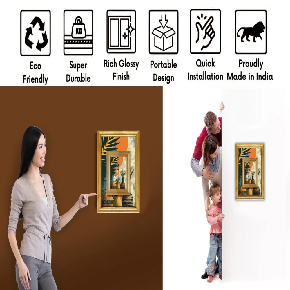 EMPEROR ART GALLERY® ,Modern Art Wall Frame with Natural Wooden Frame, 33 cm x 51 cm, Film Laminated Digital Print, Double Frame Design