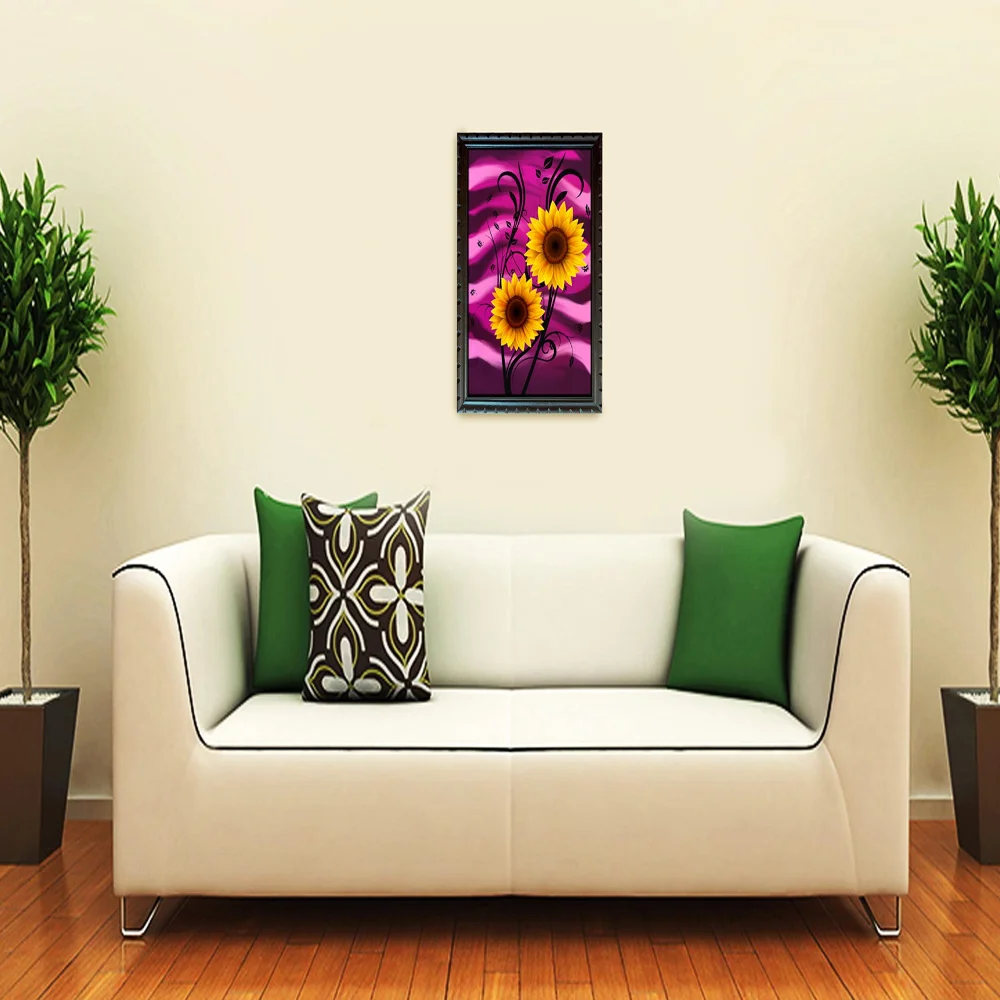 Digital Flower Art Print With original Designed Wood Frame Digital Reprint 18 inch x 13.6 inch Painting