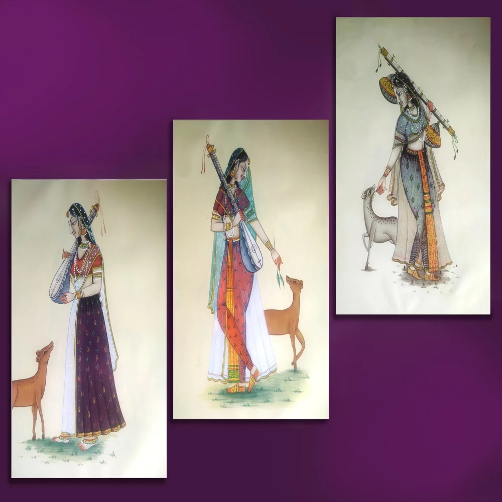 Folk Art Laminated digital RePrint With Hardboard Fine Art Print Fine Art Print (10 inch X 7.5 inch)