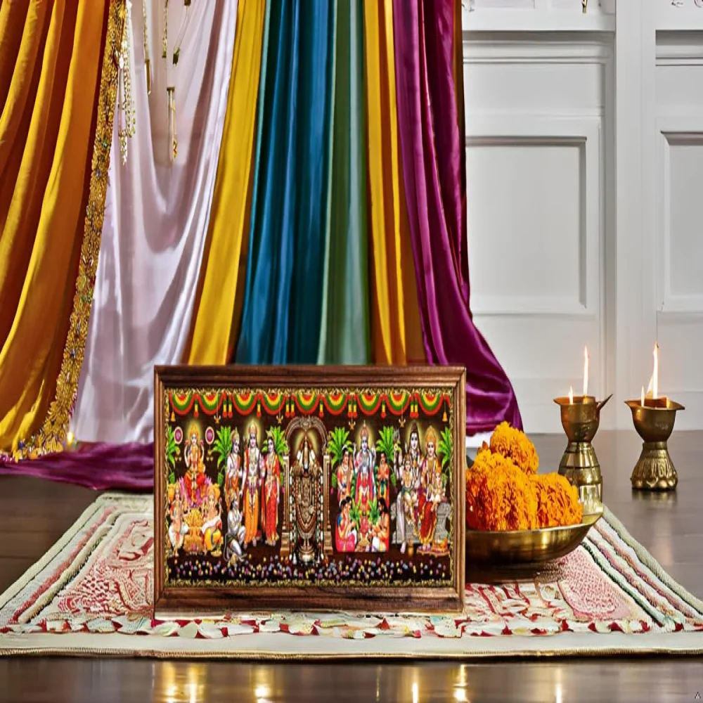 EMPEROR ART GALLERY 5god and goddess Digital Print with Teak Wooden Frame(7.2 inch X 17.2 inch) Religious Frame