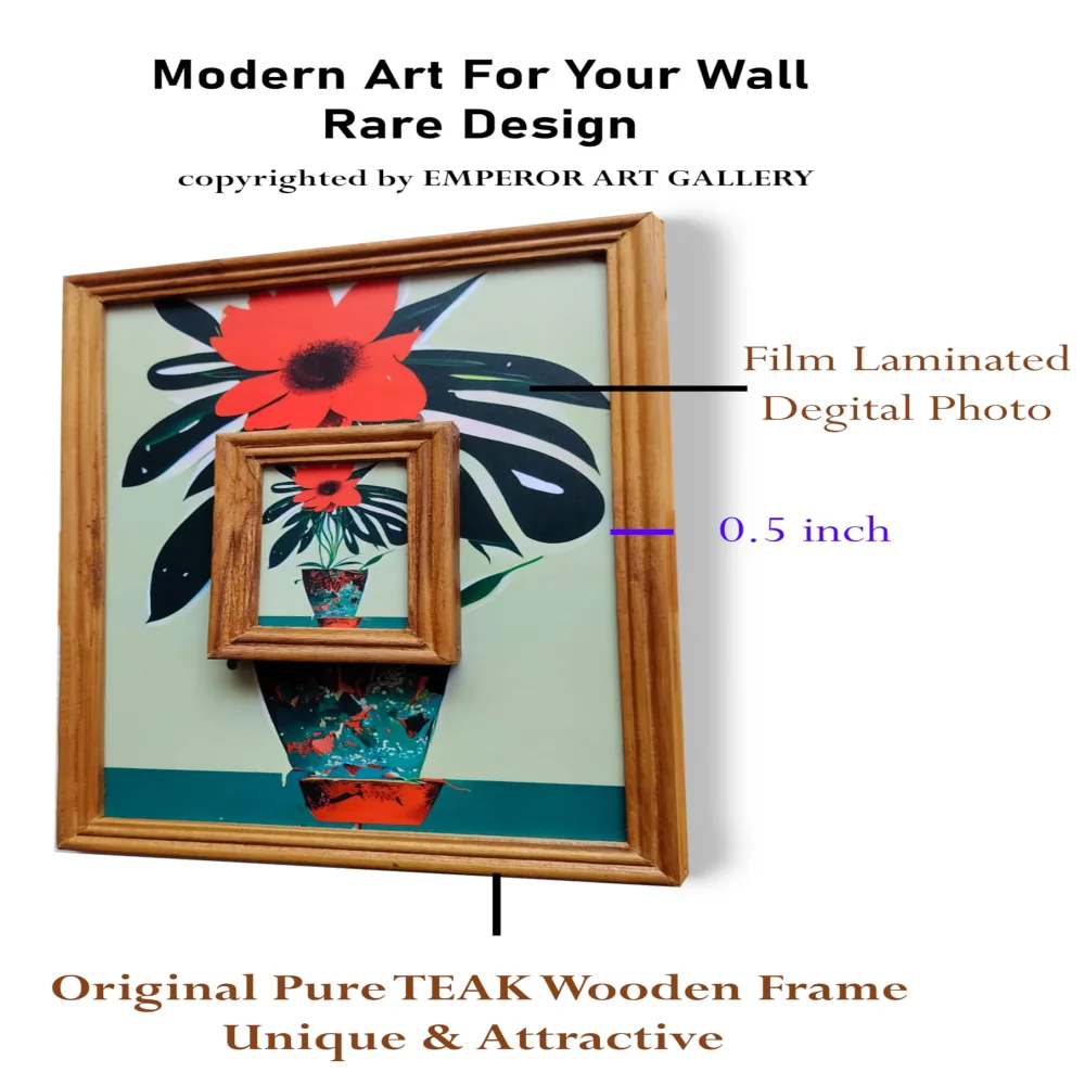 EMPEROR ART GALLERY®, Wall Deco Special Laminated Print With Teak Wooden Photo Frame size (12x9, 3.2x4) in