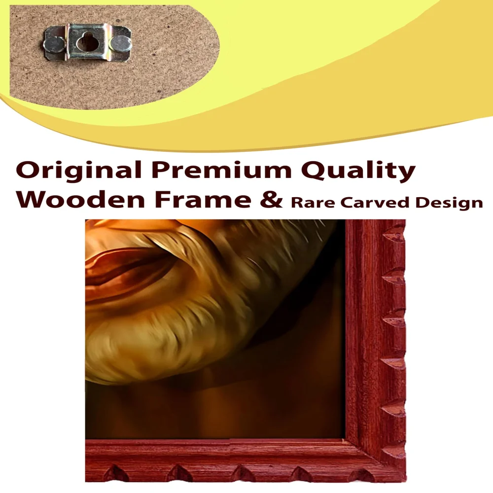 EMPEROR ART GALLERY Shirdi Sai Baba Premium Wooden Photo Frame, 33 cm x 46 cm, Black Carved Design with 3mm Glass