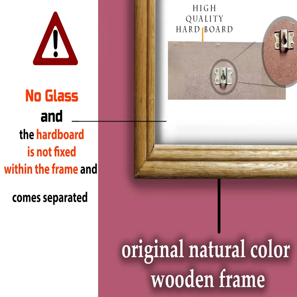 Picture Frame for Photos Prints Large Format general wooden frame with hardboard (54 x 39) cm