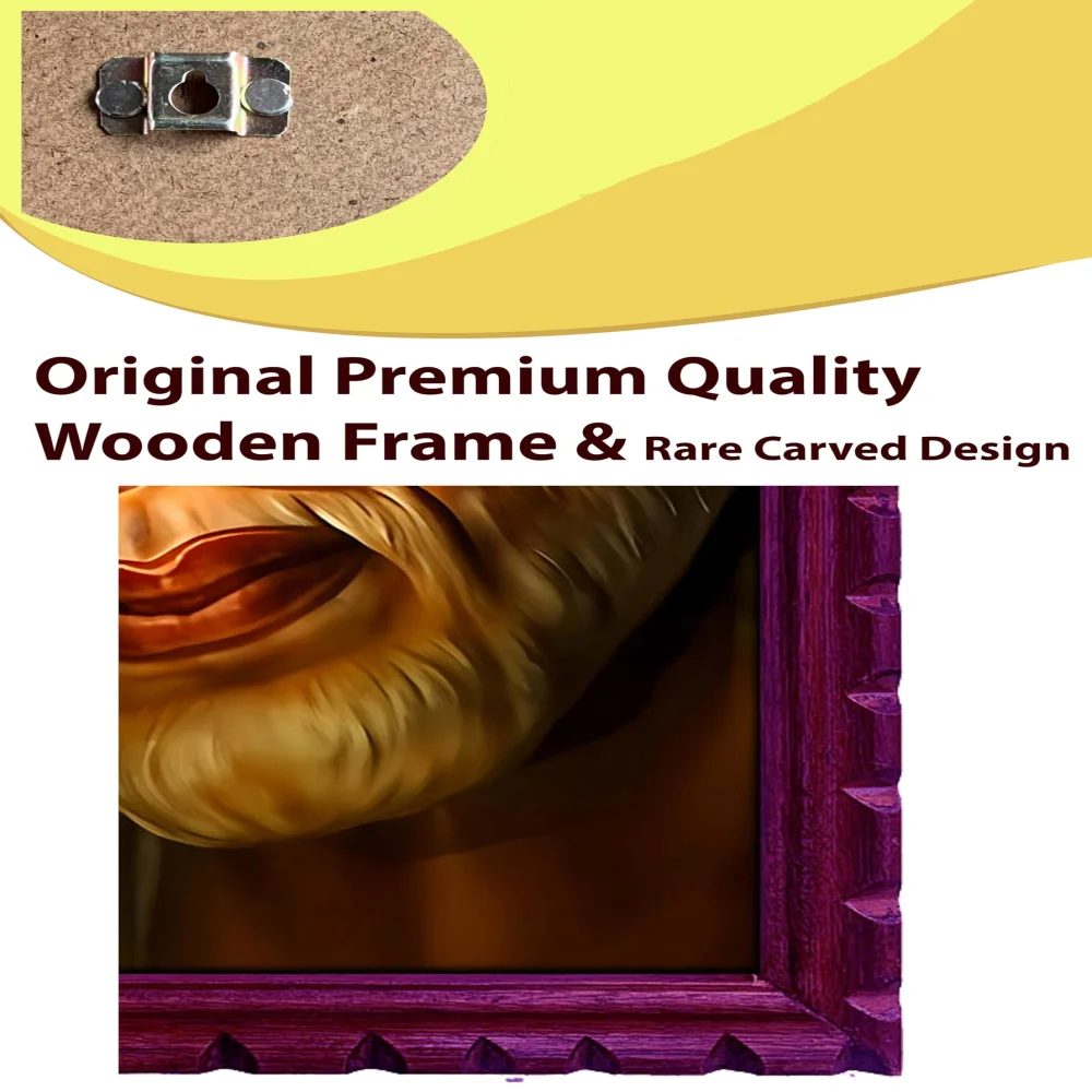 EMPEROR ART GALLERY Shirdi Sai Baba Premium Wooden Photo Frame, 33 cm x 46 cm, Black Carved Design with 3mm Glass