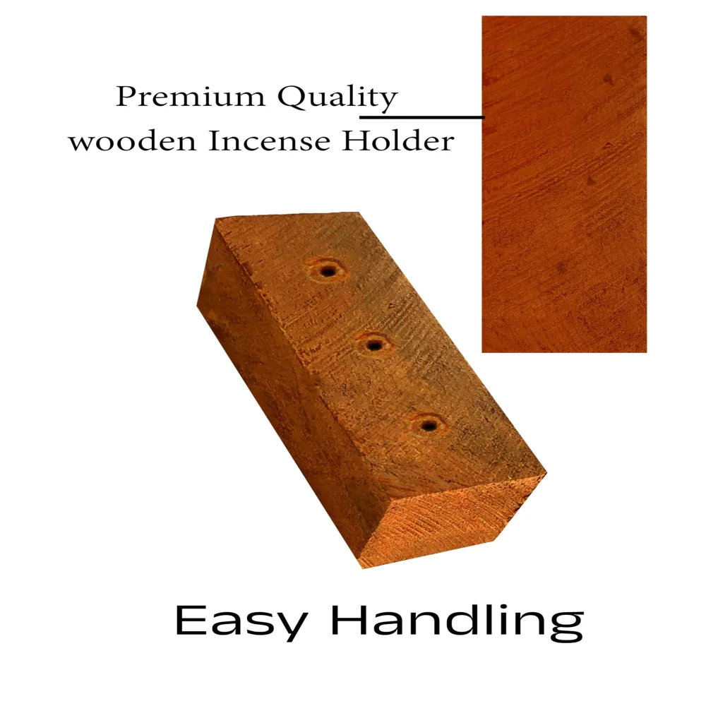 Emperor Art Gallery, Jackfruit Wooden Incense Stick Holder, 3 Holes, 8 x 3 x 3 cm