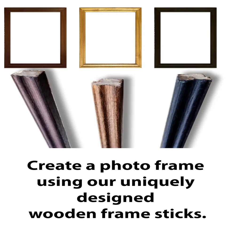 EMPEROR ART GALLERY®, Set of 3 Original Wooden Frame Sticks, 52 inch Length, 1 inch Width, Black, Natural, and Veeti Colours