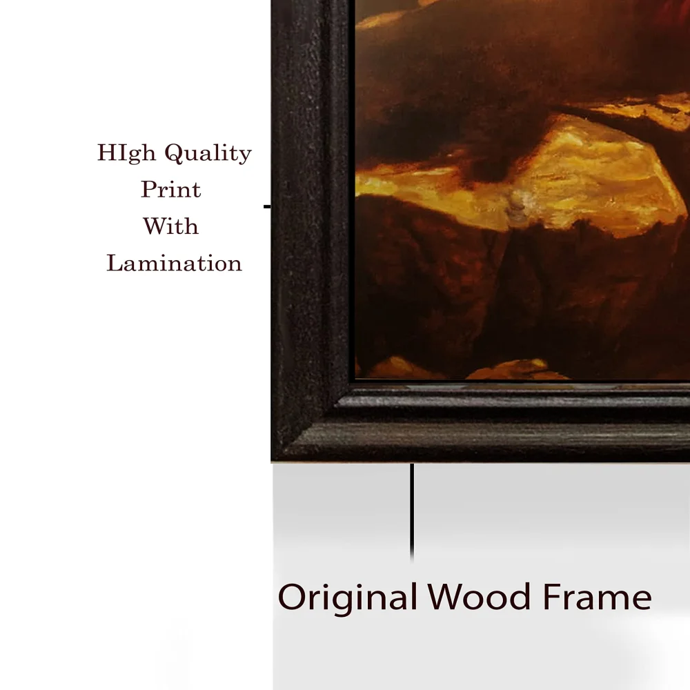 Mperor, Radha and Madhava'' Laminated digital Re-Print With Original Wood Frame(28x18) in